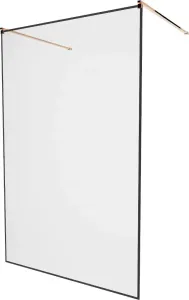 MEXEN/S KIOTO samostatně stojící sprchová zástěna 110 x 200, transparent/černá vzor 8 mm, růžové zlato 800-110-002-60-70