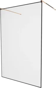 MEXEN/S KIOTO samostatně stojící sprchová zástěna 130 x 200, transparent/černá vzor 8 mm, růžové zlato 800-130-002-60-70