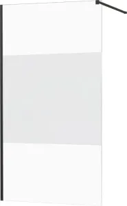MEXEN/S KIOTO Sprchová zástěna WALK-IN 070x200 cm 8 mm, černá, Transparent/matné sklo 800-070-101-70-35