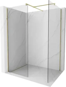 MEXEN/S Kioto Sprchová zástěna WALK-IN 160 x 110 cm, transparent, zlatá 800-160-202-50-00-110
