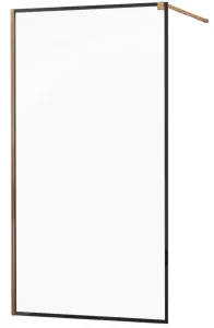 MEXEN/S KIOTO Sprchová zástěna WALK-IN 60x200 cm 8 mm, růžové zlato, černý profil 800-060-101-60-70