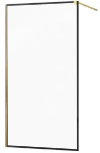 MEXEN/S KIOTO Sprchová zástěna WALK-IN 60x200 cm 8 mm, zlatá, černý profil 800-060-101-50-70