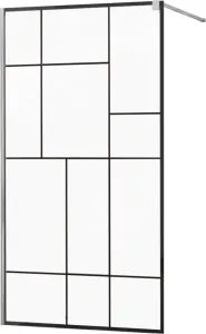MEXEN/S KIOTO Sprchová zástěna WALK-IN 90x200 cm 8 mm, chrom, černý vzor 2 800-090-101-01-78