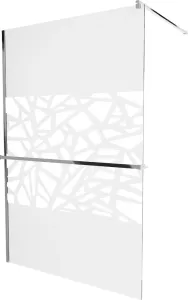 MEXEN/S KIOTO Sprchová zástěna WALK-IN s poličkou a držákem ručníků 100 x 200, transparent/bílý dekor 8 mm, chrom 800-100-121-01-85