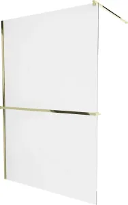MEXEN/S KIOTO Sprchová zástěna WALK-IN s poličkou a držákem ručníků 120 x 200, transparent 8 mm, zlatá 800-120-121-50-00