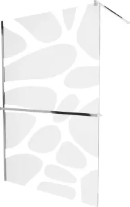 MEXEN/S KIOTO Sprchová zástěna WALK-IN s poličkou a držákem ručníků 80 x 200, bílý dekor 8 mm, chrom 800-080-121-01-97