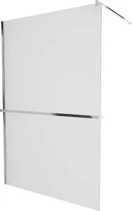 MEXEN/S KIOTO Sprchová zástěna WALK-IN s poličkou a držákem ručníků 90 x 200, matné sklo 8 mm, chrom 800-090-121-01-30