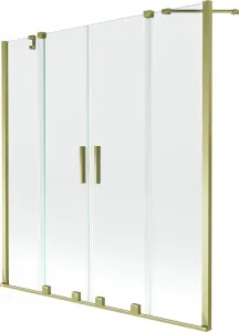 MEXEN/S Velar Duo Dvoukřídlá posuvná vanová zástěna 140 x 150 cm, transparent, zlatá 896-140-000-02-50