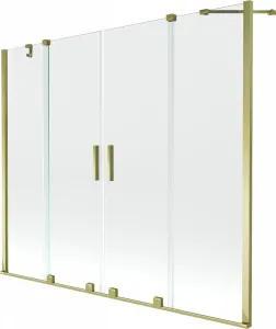 MEXEN/S Velar Duo Dvoukřídlá posuvná vanová zástěna 180 x 150 cm, transparent, zlatá 896-180-000-02-50