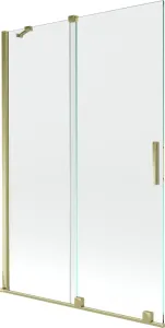 MEXEN/S Velar Dvoukřídlá posuvná vanová zástěna 120 x 150 cm, transparent, zlatá 896-120-000-01-50