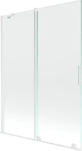 MEXEN/S Velar Dvoukřídlá posuvná vanová zástěna 130 x 150 cm, transparent, bílá 896-130-000-01-20