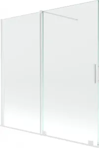 MEXEN/S Velar Dvoukřídlá posuvná vanová zástěna 160 x 150 cm, transparent, bílá 896-160-000-01-20