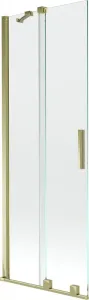 MEXEN/S Velar Dvoukřídlá posuvná vanová zástěna 70 x 150 cm, transparent, zlatá 896-070-000-01-50