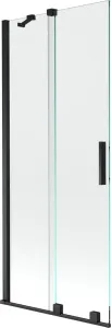 MEXEN/S Velar Dvoukřídlá posuvná vanová zástěna 80 x 150 cm, transparent, černá 896-080-000-01-70