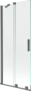 MEXEN/S Velar Dvoukřídlá posuvná vanová zástěna 85 x 150 cm, transparent, gun gray kartáčovaná 896-085-000-01-66