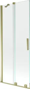 MEXEN/S Velar Dvoukřídlá posuvná vanová zástěna 85 x 150 cm, transparent, zlatá 896-085-000-01-50