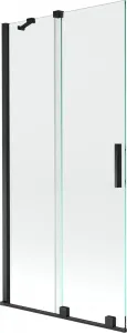 MEXEN/S Velar Dvoukřídlá posuvná vanová zástěna 95 x 150 cm, transparent, černá 896-095-000-01-70