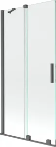 MEXEN/S Velar Dvoukřídlá posuvná vanová zástěna 95 x 150 cm, transparent, gun gray kartáčovaná 896-095-000-01-66