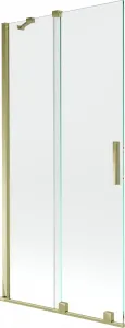 MEXEN/S Velar Dvoukřídlá posuvná vanová zástěna 95 x 150 cm, transparent, zlatá 896-095-000-01-50