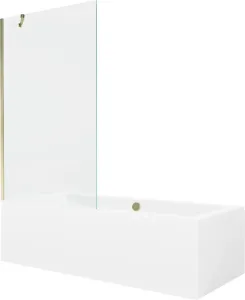 MEXEN/S Cube obdélníková vana 180 x 80 cm s panelem + vanová zástěna 100 cm, transparent, zlatá 550518080X9510000050