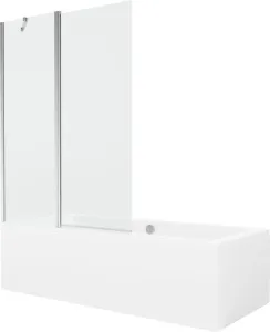 MEXEN/S Cube obdélníková vana 180 x 80 cm s panelem + vanová zástěna 120 cm, transparent, chrom 550518080X9412110100