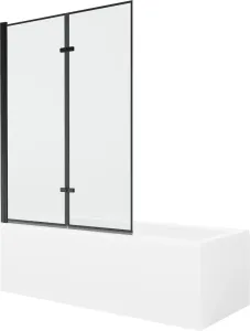 MEXEN/S Cubik obdélníková vana 150 x 70 cm s panelem + vanová zástěna 120 cm, černá vzor 550315070X9212027070