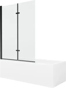 MEXEN/S Cubik obdélníková vana 150 x 70 cm s panelem + vanová zástěna 120 cm, transparent, černá 550315070X9212027000