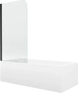 MEXEN/S Cubik obdélníková vana 150 x 70 cm s panelem  + vanová zástěna 70 cm, transparent,  černá 550315070X9007017000