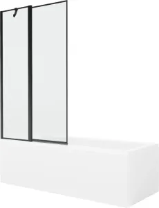 MEXEN/S Cubik obdélníková vana 160 x 70 cm s panelem + vanová zástěna 100 cm, černá vzor 550316070X9410117070