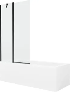 MEXEN/S Cubik obdélníková vana 160 x 70 cm s panelem + vanová zástěna 100 cm, transparent, černá 550316070X9410117000