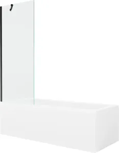 MEXEN/S Cubik obdélníková vana 160 x 70 cm s panelem + vanová zástěna 70 cm, transparent, černá 550316070X9507000070