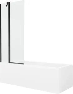 MEXEN/S Cubik obdélníková vana 160 x 70 cm s panelem + vanová zástěna 80 cm, transparent, černá 550316070X9408117000