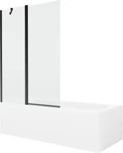 MEXEN/S Vega obdélníková vana 150 x 70 cm s panelem + vanová zástěna 120 cm, transparent, černá 550115070X9412117000