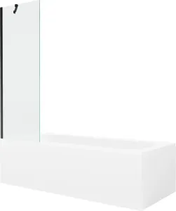 MEXEN/S Vega obdélníková vana 150 x 70 cm s panelem + vanová zástěna 60 cm, transparent, černá 550115070X9506000070