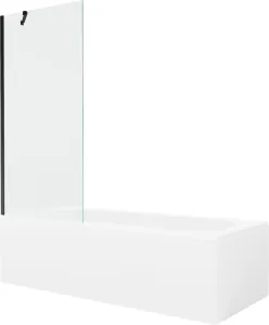 MEXEN/S Vega obdélníková vana 150 x 70 cm s panelem + vanová zástěna 80 cm, transparent, černá 550115070X9508000070