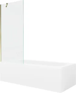 MEXEN/S Vega obdélníková vana 150 x 70 cm s panelem + vanová zástěna 80 cm, transparent, zlatá 550115070X9508000050