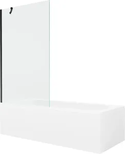 MEXEN/S Vega obdélníková vana 160 x 70 cm s panelem + vanová zástěna 100 cm, transparent, černá 550116070X9510000070