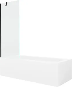 MEXEN/S Vega obdélníková vana 160 x 70 cm s panelem + vanová zástěna 70 cm, transparent, černá 550116070X9507000070