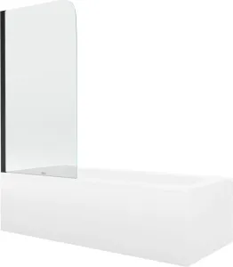 MEXEN/S Vega obdélníková vana 160 x 70 cm s panelem  + vanová zástěna 70 cm, transparent,  černá 550116070X9007017000
