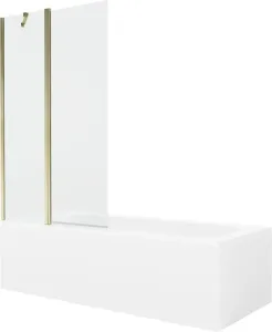 MEXEN/S Vega obdélníková vana 170 x 70 cm s panelem + vanová zástěna 100 cm, transparent, zlatá 550117070X9410115000