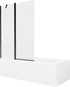 MEXEN/S Vega obdélníková vana 180 x 80 cm s panelem + vanová zástěna 120 cm, transparent, černá 550118080X9412117000