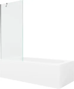 MEXEN/S Vega obdélníková vana 180 x 80 cm s panelem + vanová zástěna 80 cm, transparent, chrom 550118080X9508000001