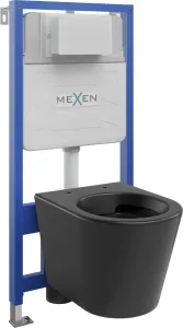 MEXEN/S WC předstěnová instalační sada Fenix Slim s mísou WC Rico,  černá mat 6103372XX85