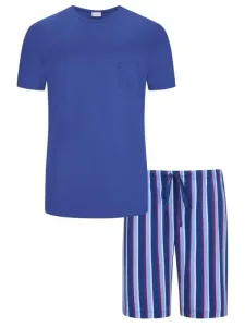 Nadměrná velikost: Mey, žerzejové pyžamo se šortkami s proužkovaným vzorem Modrá