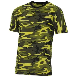 MFH Americké streetstyle tričko s krátkým rukávem, žluto-kamuflážová barva - S