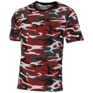 MFH Americké tričko Streetstyle, červeno-kamuflážová barva - 3XL