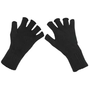 MFH Pletené rukavice bez prstů, černé - XL