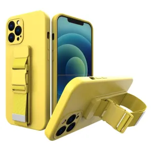 Hurtel Lanové pouzdro gelové pouzdro se šňůrkou řetízek kabelka šňůrka Samsung Galaxy A22 4G žlutá