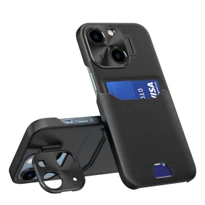 Hurtel Kožené pouzdro se stojánkem Samsung Galaxy S23 Ultra card wallet case with stand black