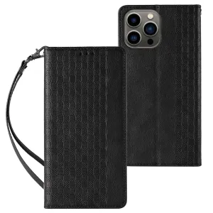 Hurtel Magnetický řemínek pouzdra Samsung Galaxy S23 Ultra flip cover peněženka mini lanyard stand black